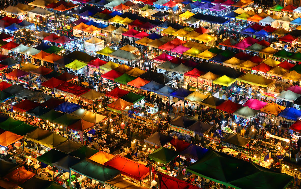 Rod Fai Night Market Srinakarin  Thailand Holiday