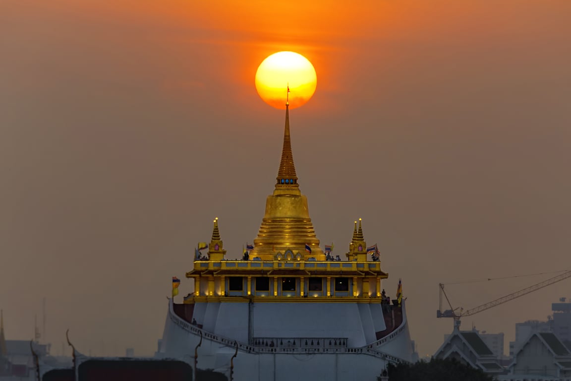 Wat Saket in Bangkok - Temple of the Golden Mount poi Thailand Holiday